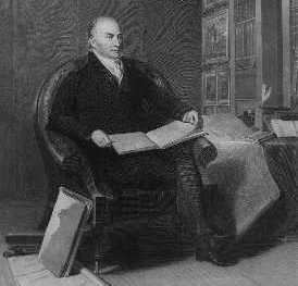 John Quincy Adams Sitting down in black and white