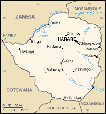 Country of Zimbabwe Map