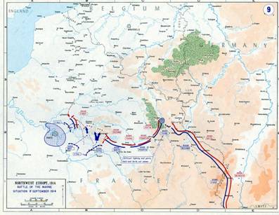 Map of the First Battle of the Marne