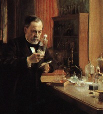 Louis Pasteur working at lab