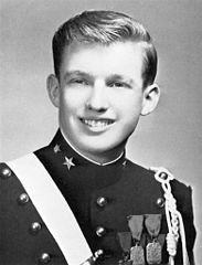 Young Donald Trump in military academy uniform