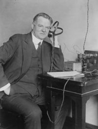 Herbert Hoover Listening to the Radio