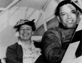 Eleanor Roosevelt on an airplane