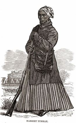 Drawing of Harriet standing and holding a gun