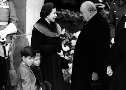 Talking with Winston Churchill and her two children