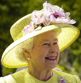 Elizabeth II in yellow hat
