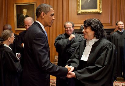 Sotomayor shaking hands with President Obama