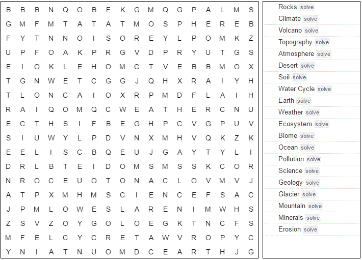 word search earth science printable version
