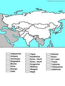 Asia Coloring Map of countries