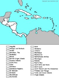 Central America Coloring Map of countries