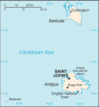 Country of Antigua and Barbuda Map