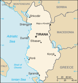 Country of Albania Map