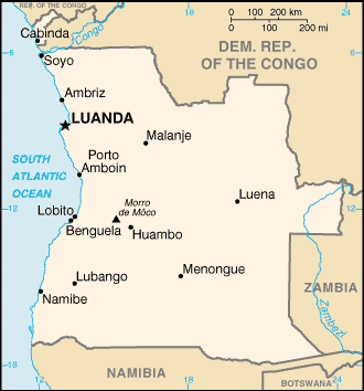 Country of Angola Map