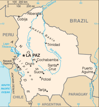 Country of Bolivia Map