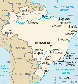 Brazil Political Map With Capital Brasilia, National Borders And