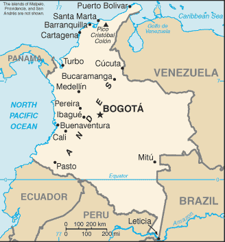 Country of Colombia Map