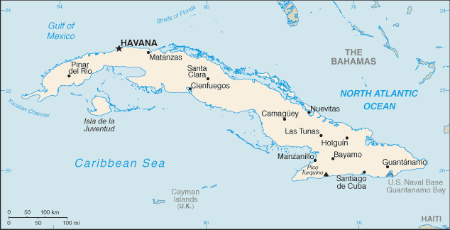 Country of Cuba Map
