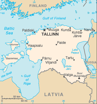 Country of Estonia Map