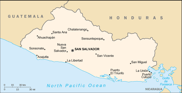 Country of El Salvador Map