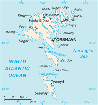 Country of Faroe Islands Map