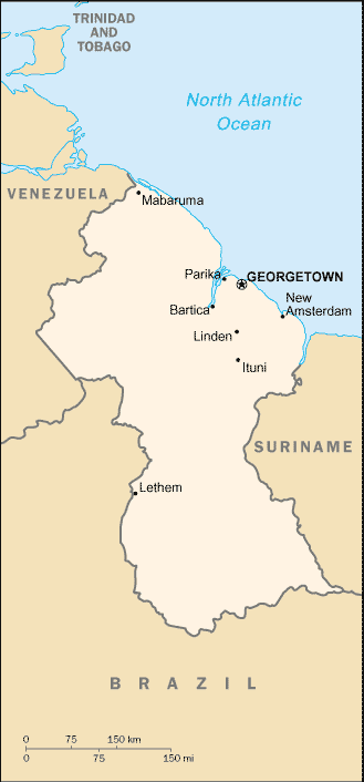 Country of Guyana Map