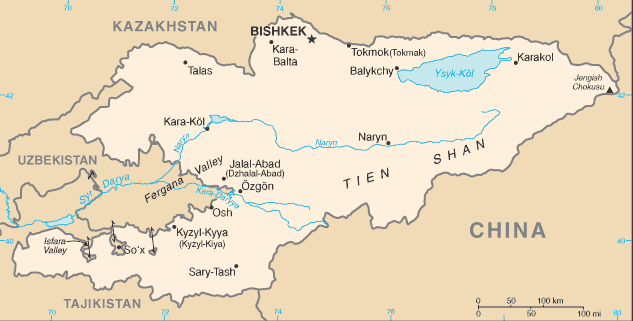 Country of Kyrgyzstan Map