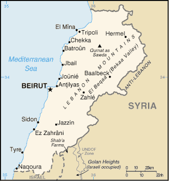 Country of Lebanon Map