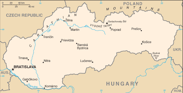 Country of Slovakia Map