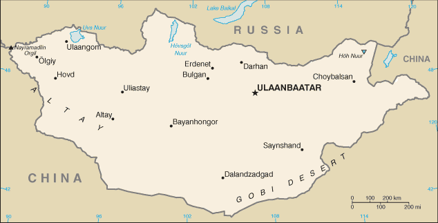 Country of Mongolia Map