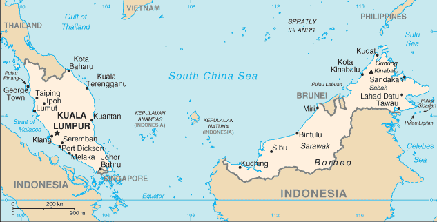 Country of Malaysia Map