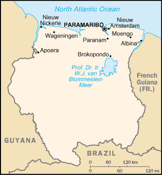 Country of Suriname Map