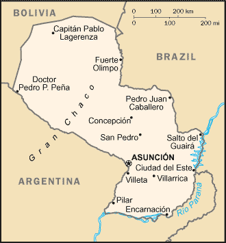Country of Paraguay Map