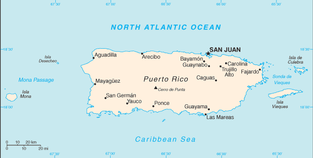Country of Puerto Rico Map