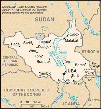 Country of South Sudan Map
