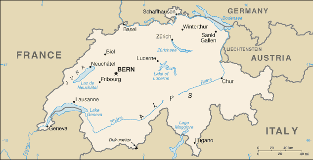 Country of Switzerland Map