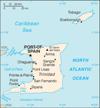 Country of Trinidad and Tobago Map