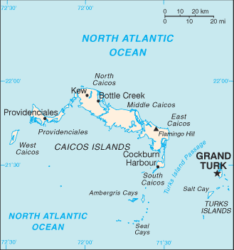 Country of Turks and Caicos Islands Map