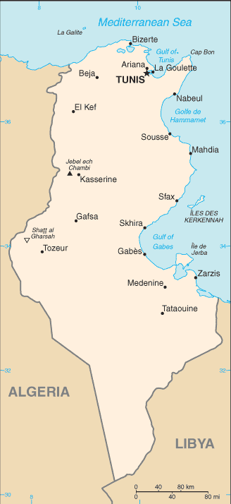 Country of Tunisia Map