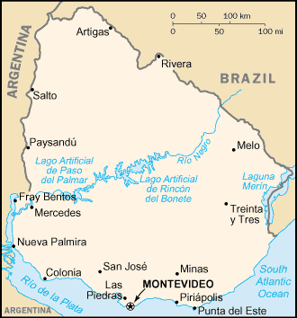 Country of Uruguay Map