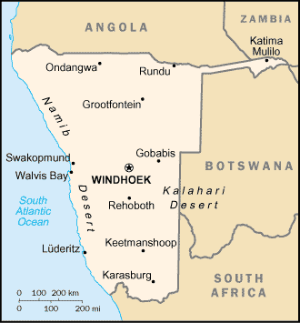 Country of Namibia Map