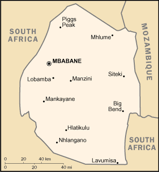 Country of Eswatini Map