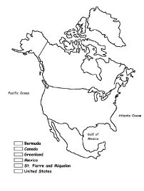 North America Coloring Map of countries