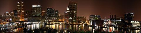 Skyline of Baltimore at night