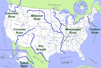 Usa Map With Major Rivers - Vivie Jocelyne