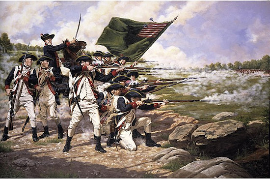 Soldiers fighting at the Battle of Long Island