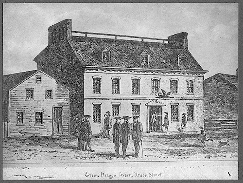 Drawing of the Green Dragon Tavern