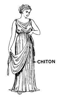 Drawing of a Greek woman wearing a chiton
