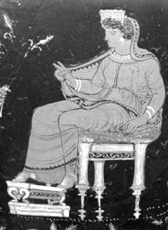 Greek goddess Demeter sitting on throne