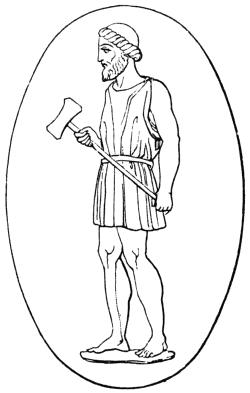 Greek god Hephaestus with hammer