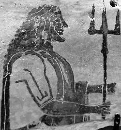 Greek god Poseidon holding trident
